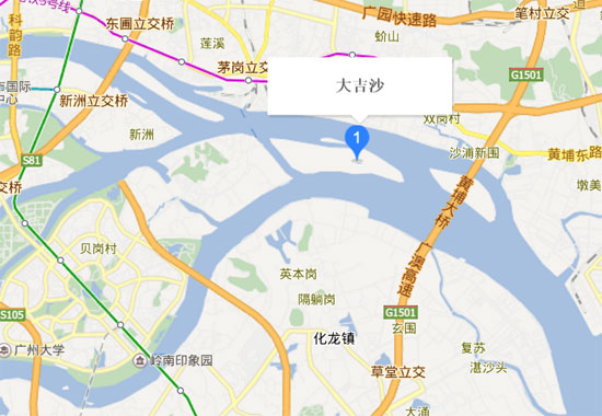 进入大吉沙岛的码头:乌冲码头位置(也就是文章指的乌涌码头)