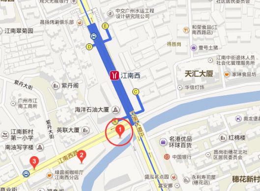 地铁2号线江南西站b出口开通(大致位置图示)