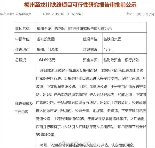 梅龙高铁将连接赣深高铁 未来梅州到广州仅需1.5小时