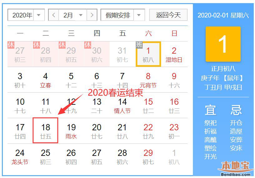 2020年春运什么时候结束?2020年春运时间