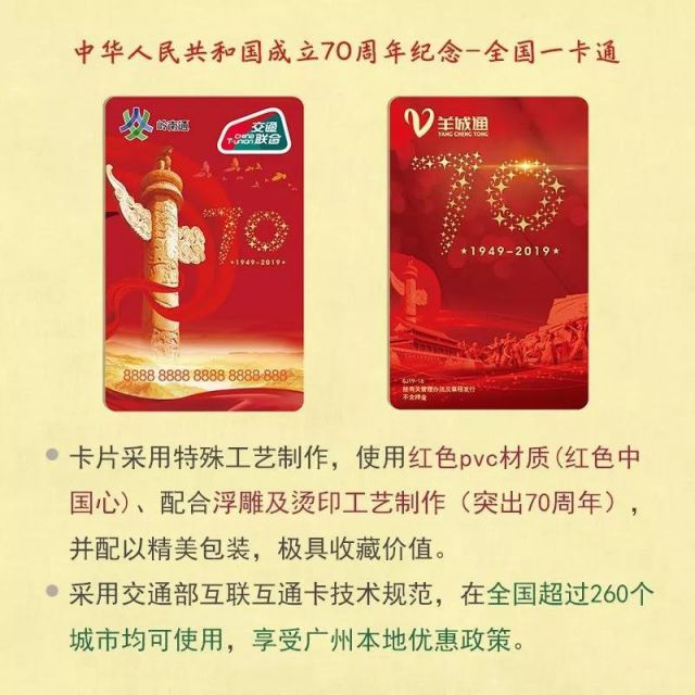 交通一卡通70周年纪念卡广州版什么时候开售？