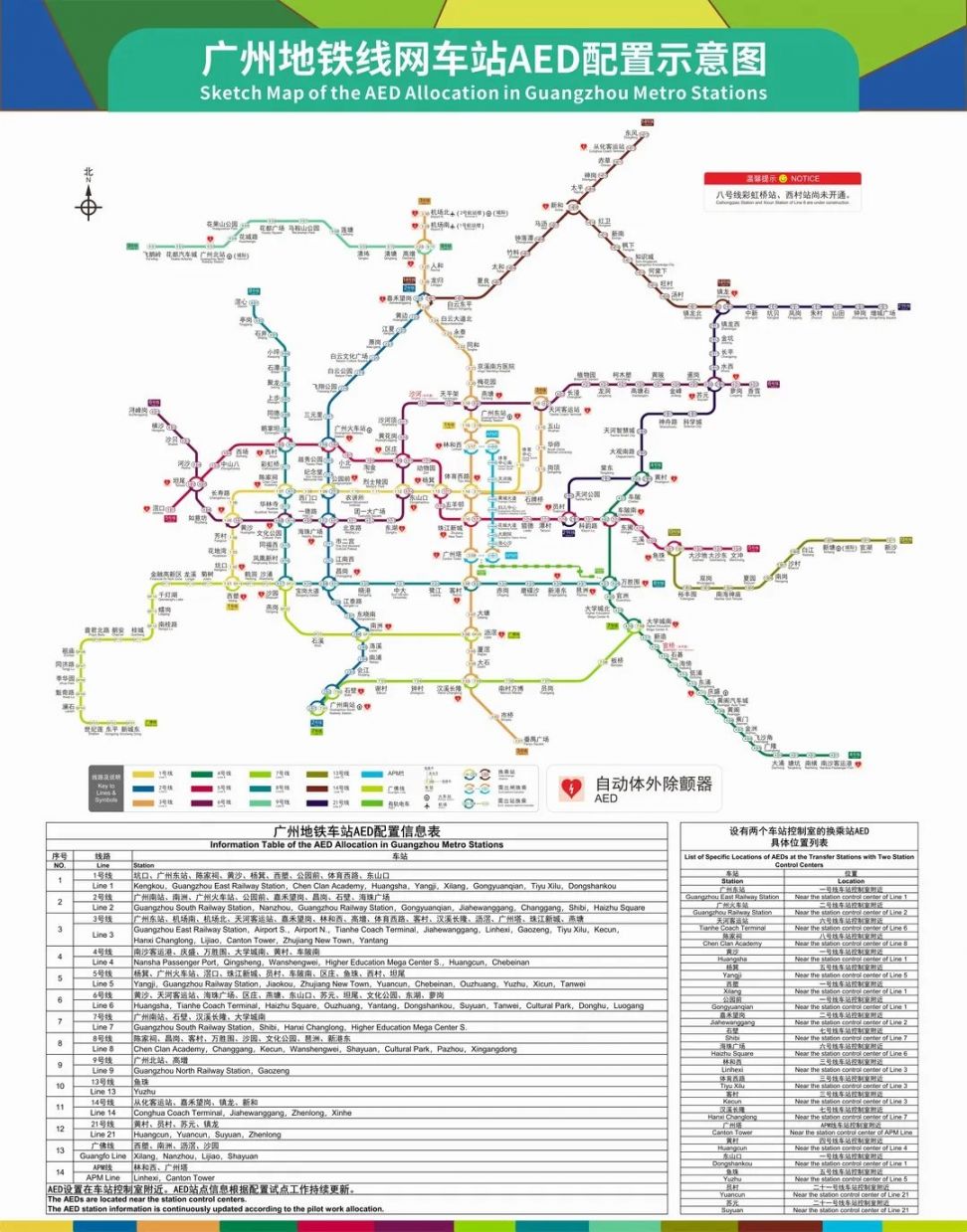 广州地铁aed分布图(具体站点)