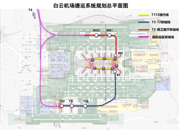 2020广州白云机场4条捷运系统规划图一览