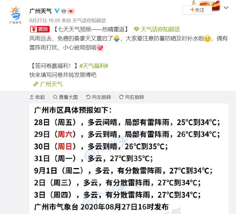 年8月28日广州天气局部有阵雨26 34 广州本地宝
