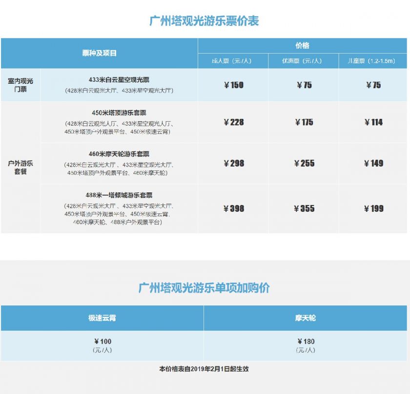 2023广州塔五一门票多少钱一张？
