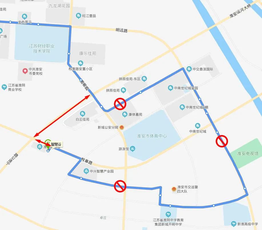 2021淮安马拉松比赛期间公交线路调整一览