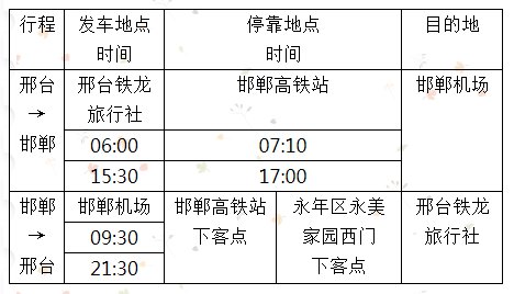 2021邯郸邢台班车时刻表