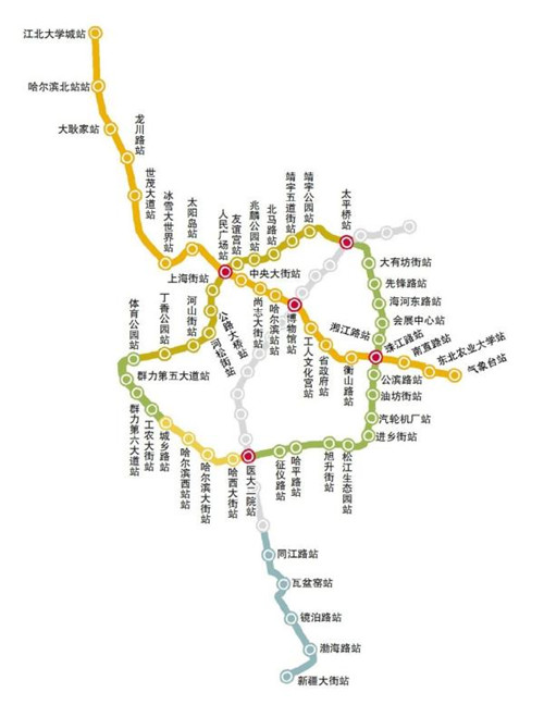哈尔滨地铁2号线一期线路图