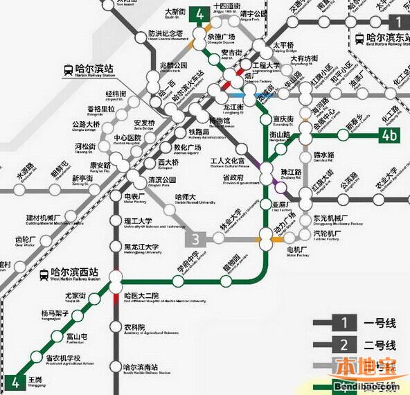 哈尔滨地铁4号线线路图