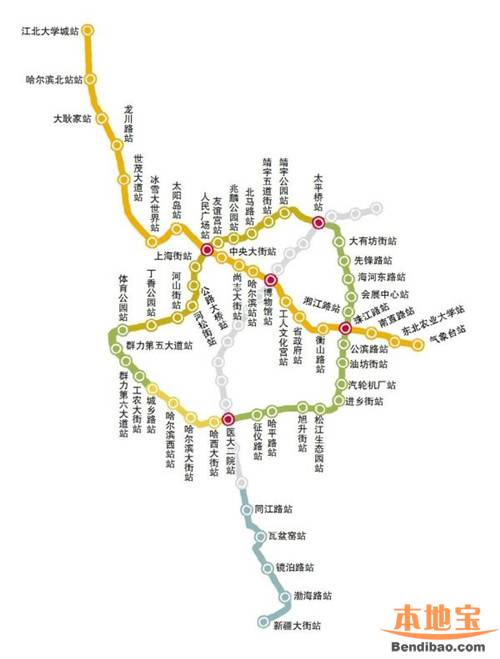 哈尔滨地铁2号线线路图