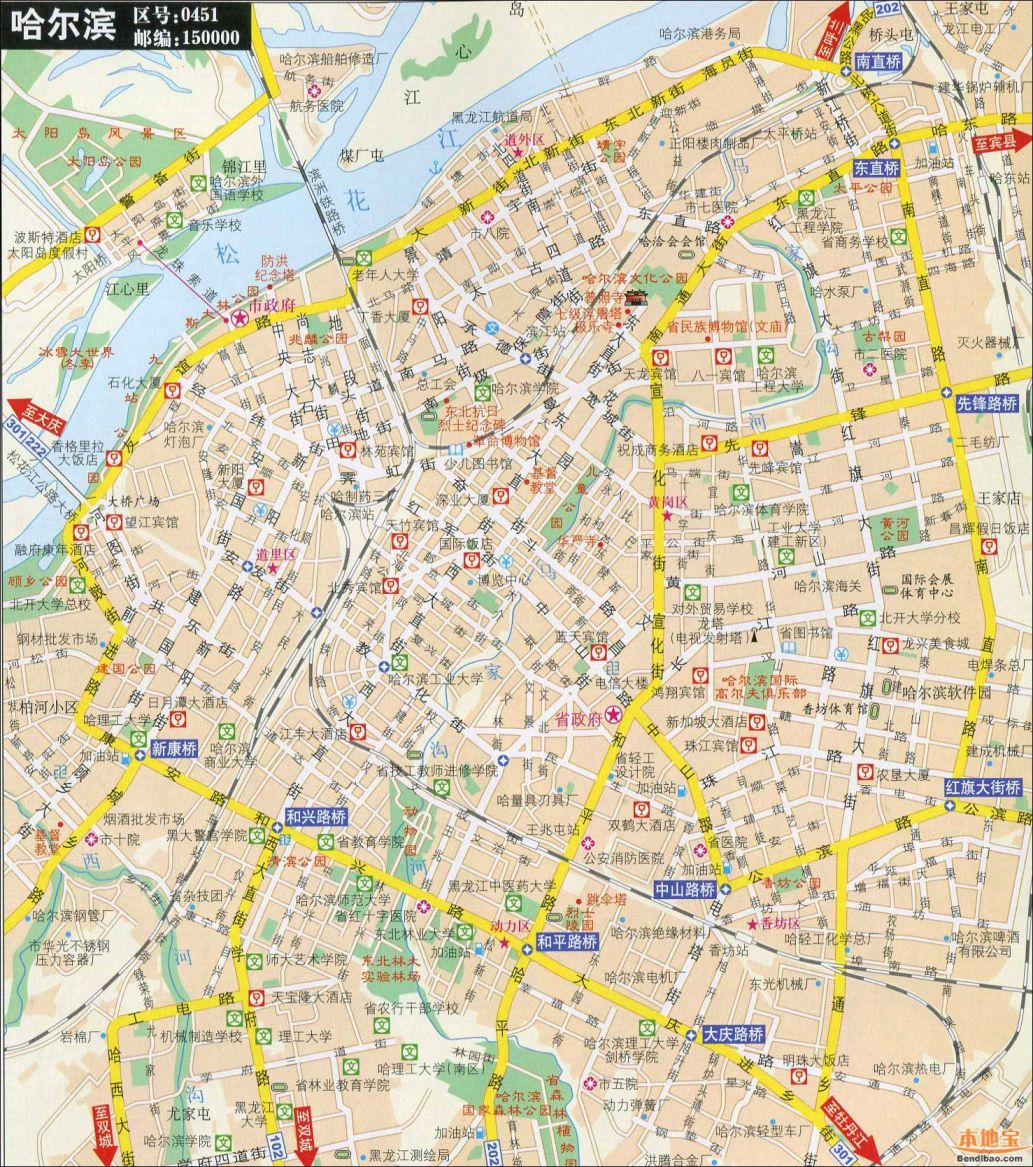 哈尔滨旅游地图全图高清版
