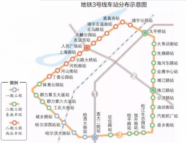 哈尔滨地铁3号线36个站点正式公布