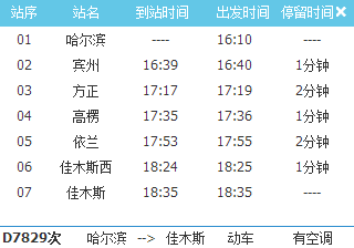 哈佳快铁列车时刻表
