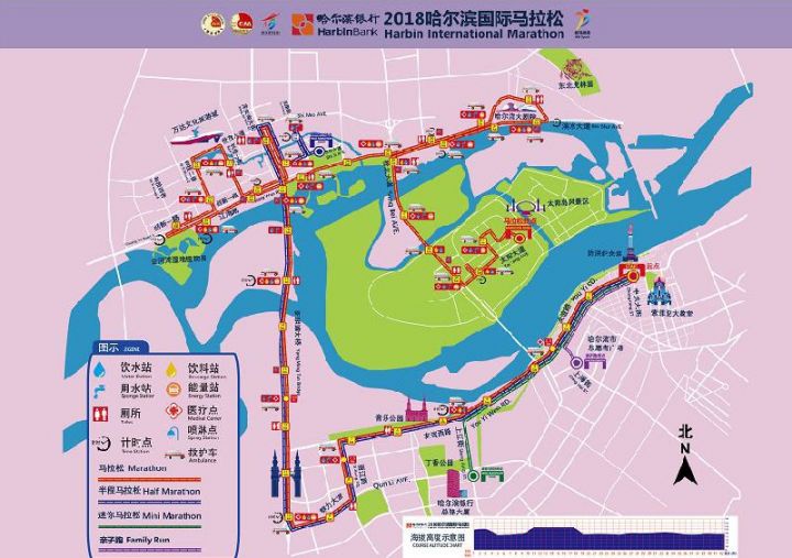 迷你马拉松终点设在上江街(近丁香公园),家庭亲子跑终点设在哈尔滨市图片