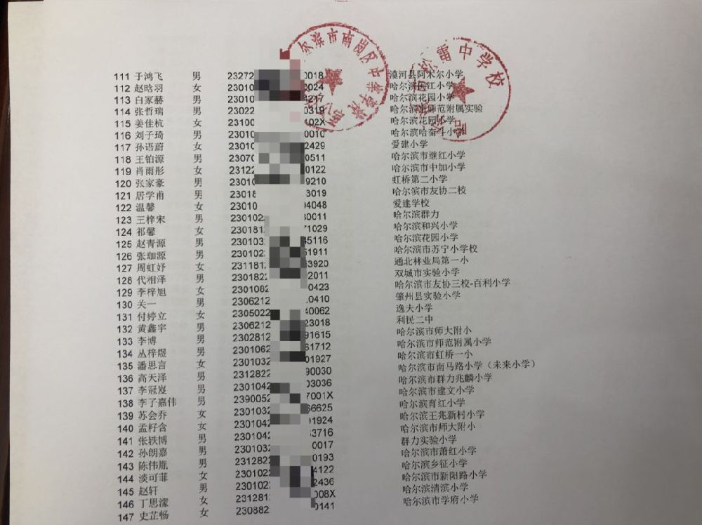 2019哈尔滨民办初中电脑派位名单