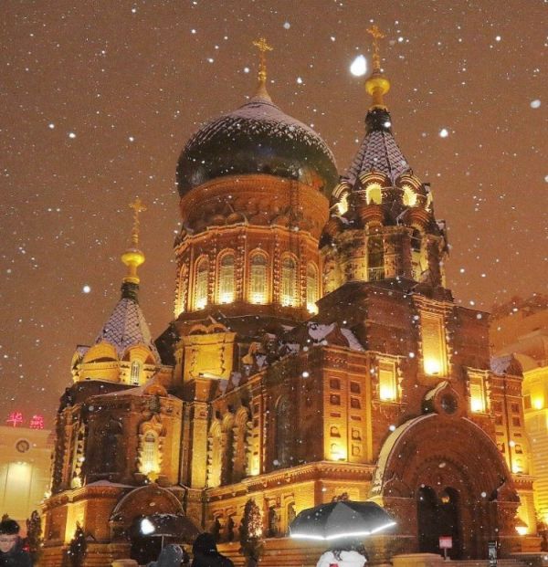 哈尔滨圣索菲亚大教堂雪景美图