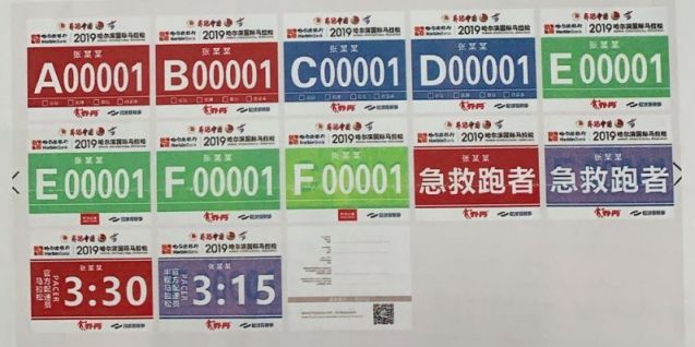 2019哈尔滨国际马拉松号码布样式