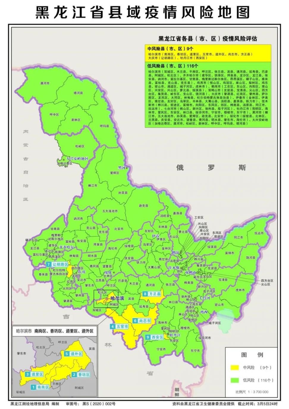 黑龙江疫情等级地图最新