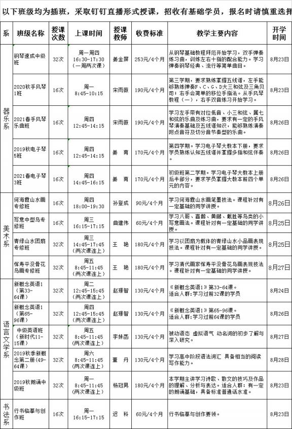 哈尔滨老年大学2021年秋季招生简章