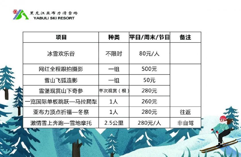 哈尔滨亚布力新体委滑雪场门票价格 营业时间 交通指南