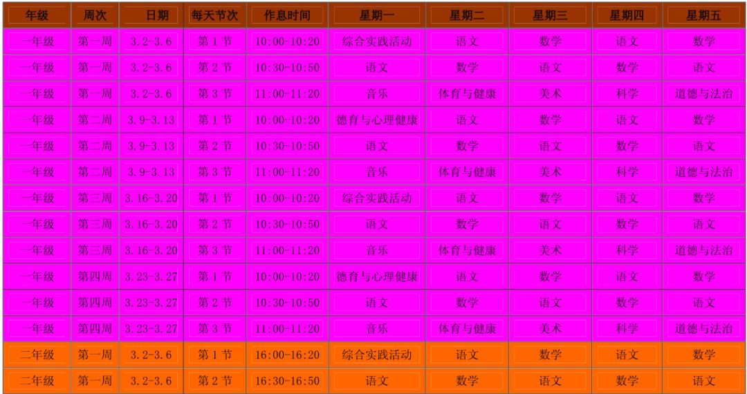 2020合肥市中小学线上教学课程表（近四周）