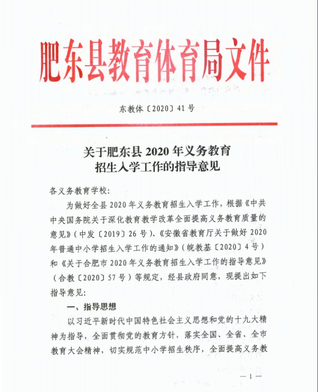 2020肥东县入学政策和学区划分一览