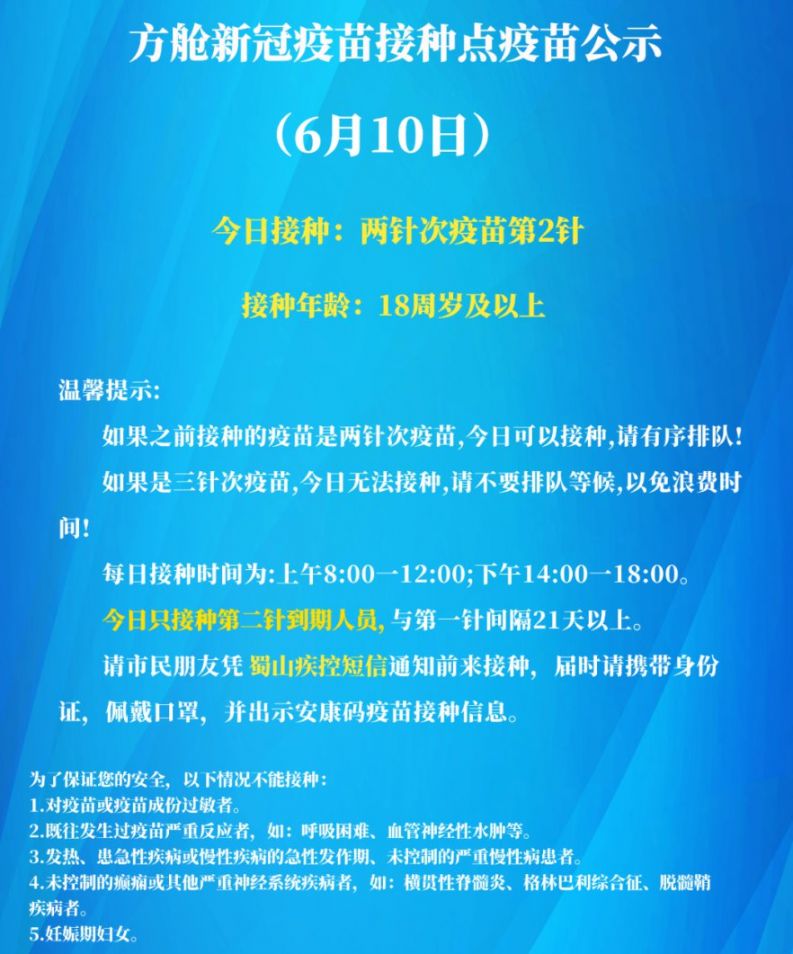 6月10日合肥奥体方舱接种的是什么疫苗？