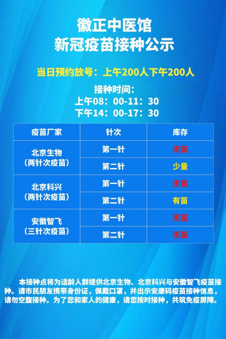 蜀山区6月23日新冠疫苗接种点疫苗接种通告