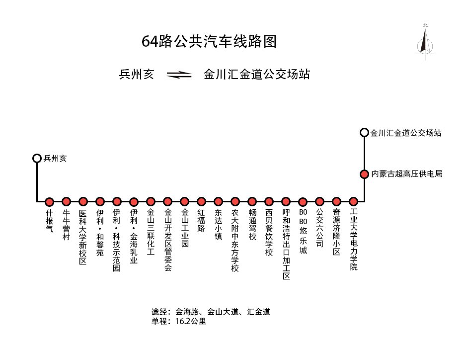 呼和浩特64路公交车路线调整通知11月16日