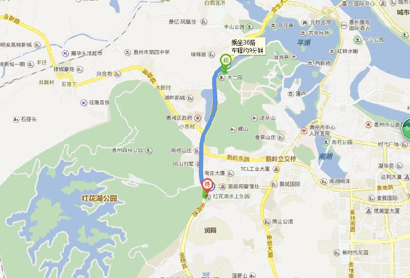 惠州交通 惠州热门地图 惠州交通地图 > 惠州西湖到红花湖怎么走