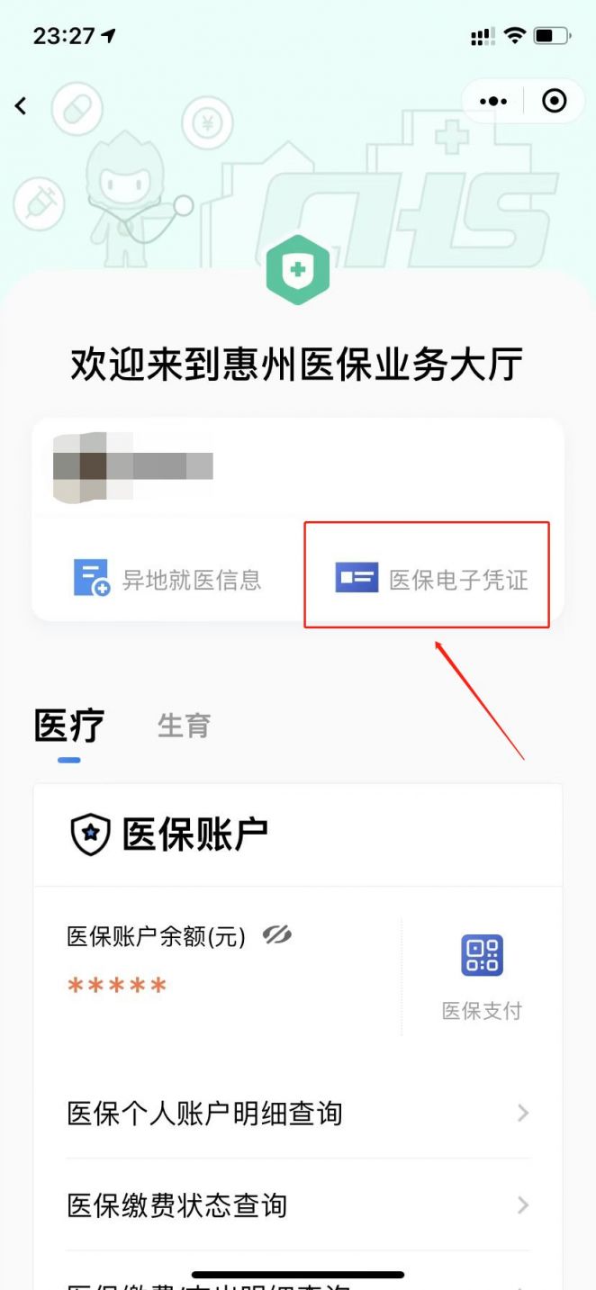 惠州电子医保凭证个人账户余额在哪查询