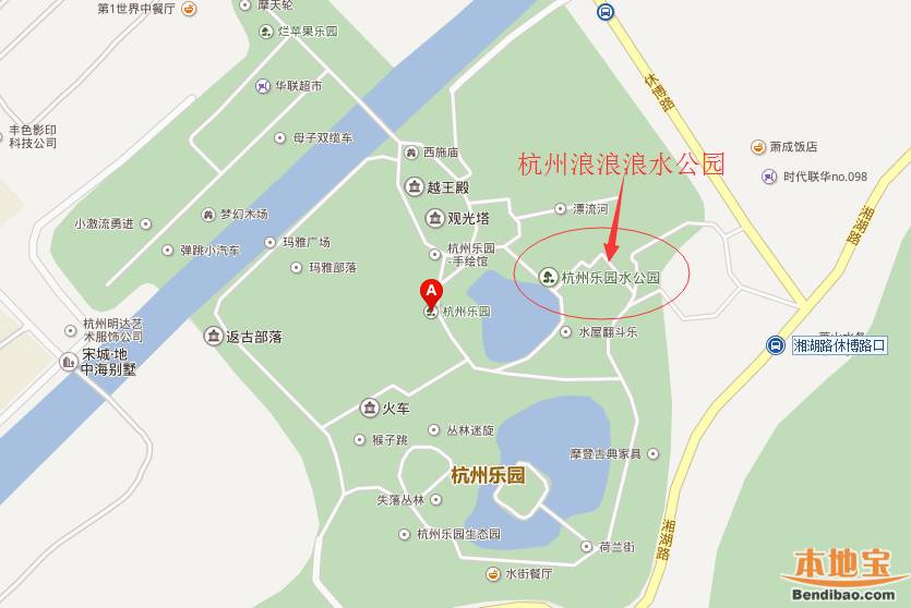 杭州市萧山区风情大道2555号杭州乐园内    杭州浪浪浪水公园地图