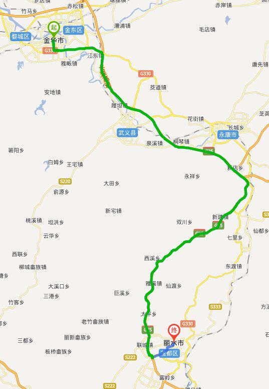 线路图途径:g330,长深高速公路路程:120.