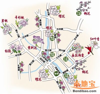 杭州旅游 旅游情报 > 杭州拱墅区赏花地图 四条线路各有风情