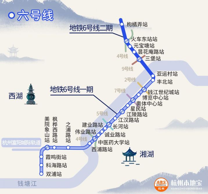 杭州地铁6号线一期站点有哪些(名称 地址)