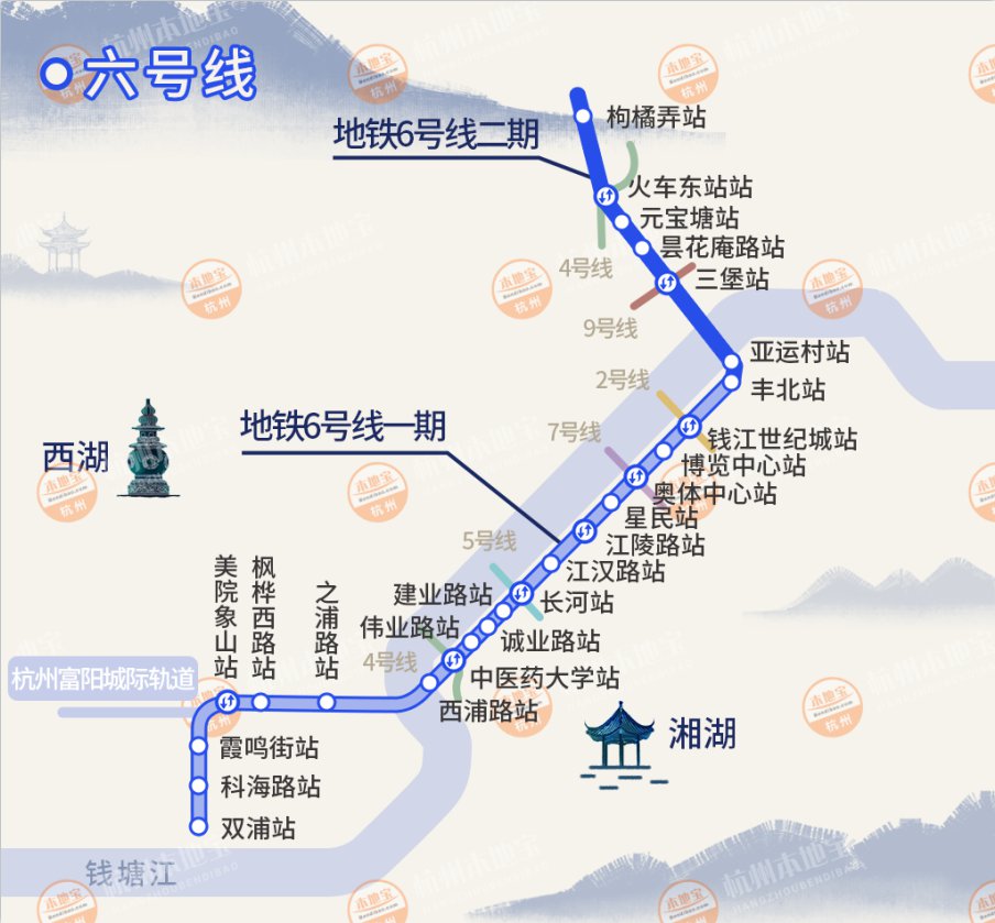 杭州富阳地铁和6号线站点名称一览(杭富城际 6号线)