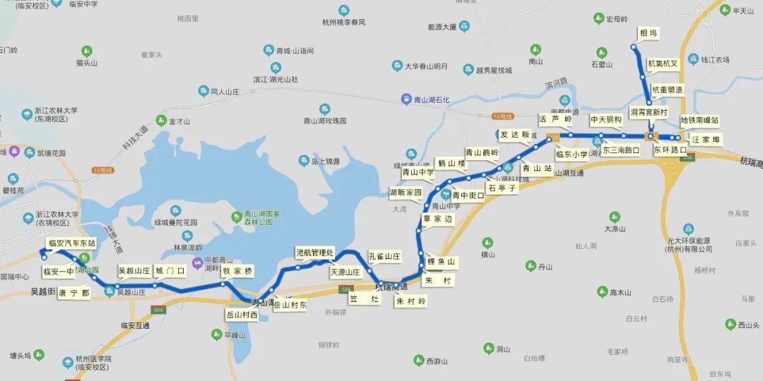 杭州临安835路途径地铁南峰站