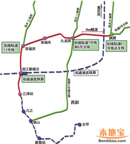 重庆轻轨5号线江津段线路图