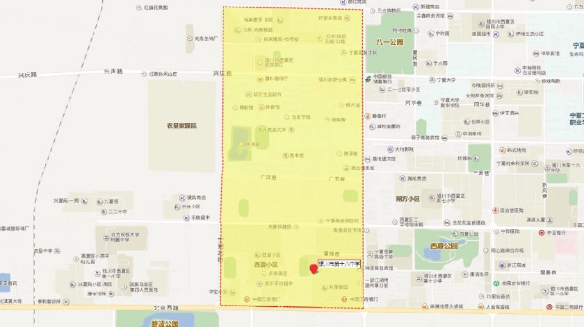 银川市第十八中学学片范围