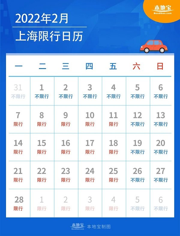2022年2月上海限行时间和范围