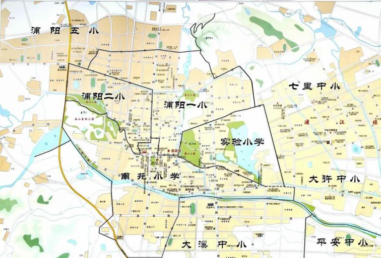 2020年浦江县中小学招生学区划分