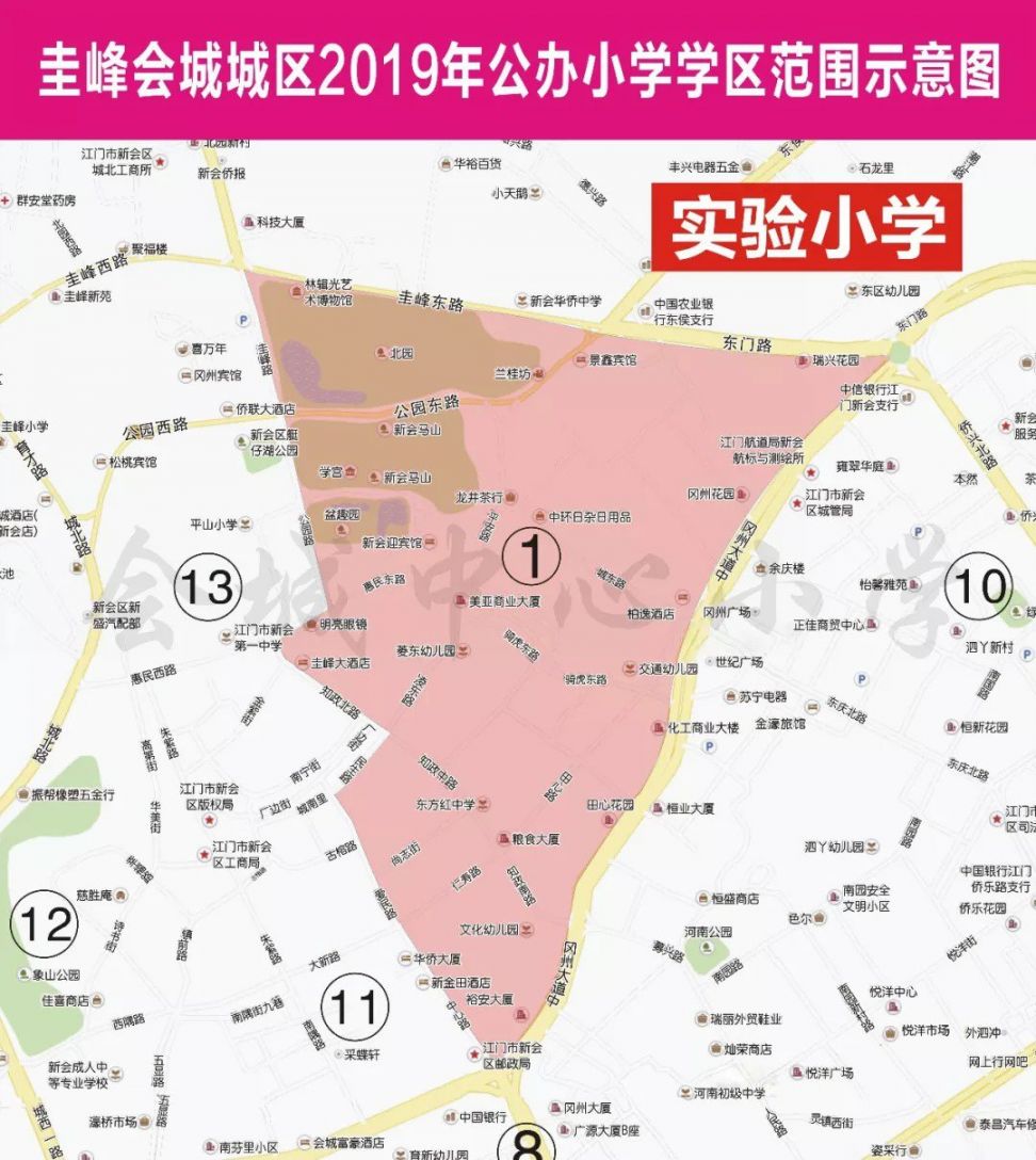 2019江门新会公办小学学区示意图
