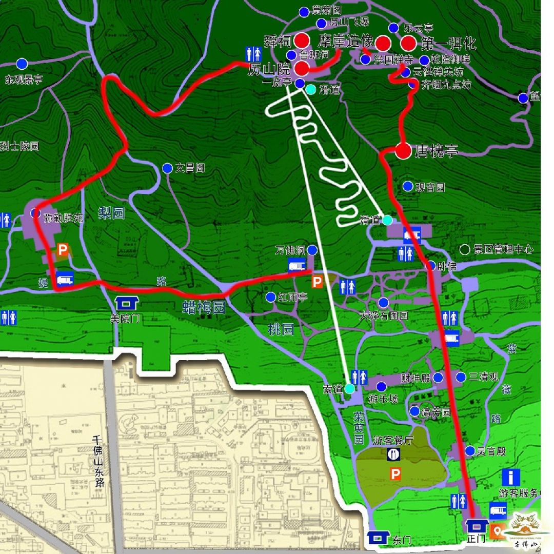 济南千佛山游览路线附地图