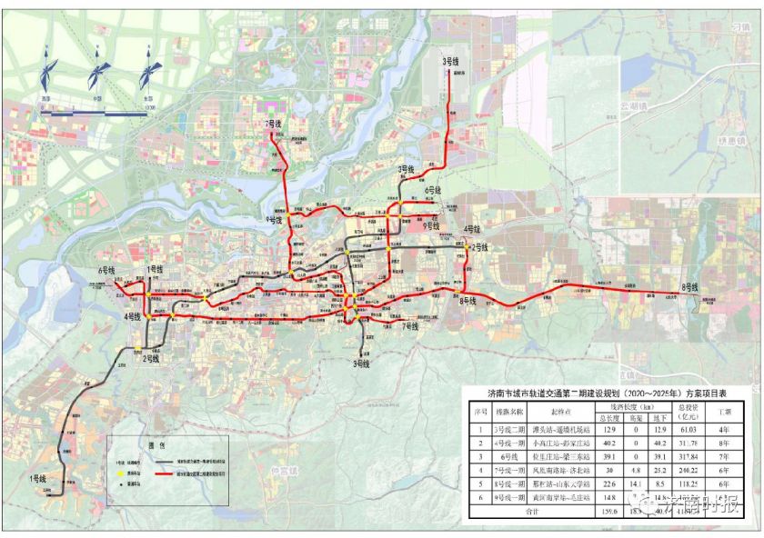 济南市城市轨道交通第二期建设规划(2020-2025 年)示意图