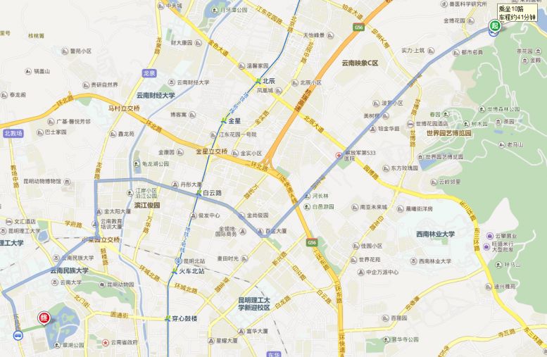 昆明金殿公园到翠湖公园公交路线