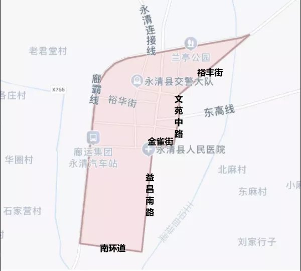 2022年廊坊各区县限行区域图持续更新