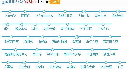 网上热传的南昌地铁5号线线路图实际上还未获得"批复"