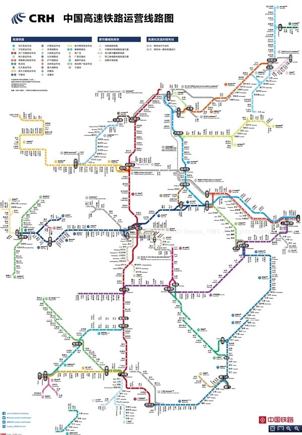 高清版三十二色全国高铁出行地图