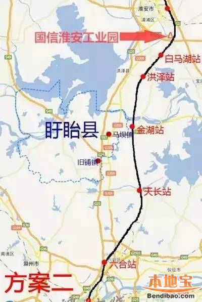 南京本地宝中的宁淮城际铁路线路图.