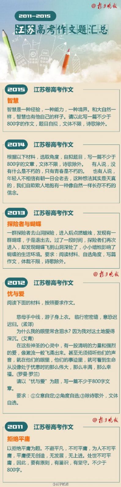 2015年:只有;2014年,蝴蝶高中是不朽的;2013年,探险者与智慧;2012年考本科初中青春sohu图片